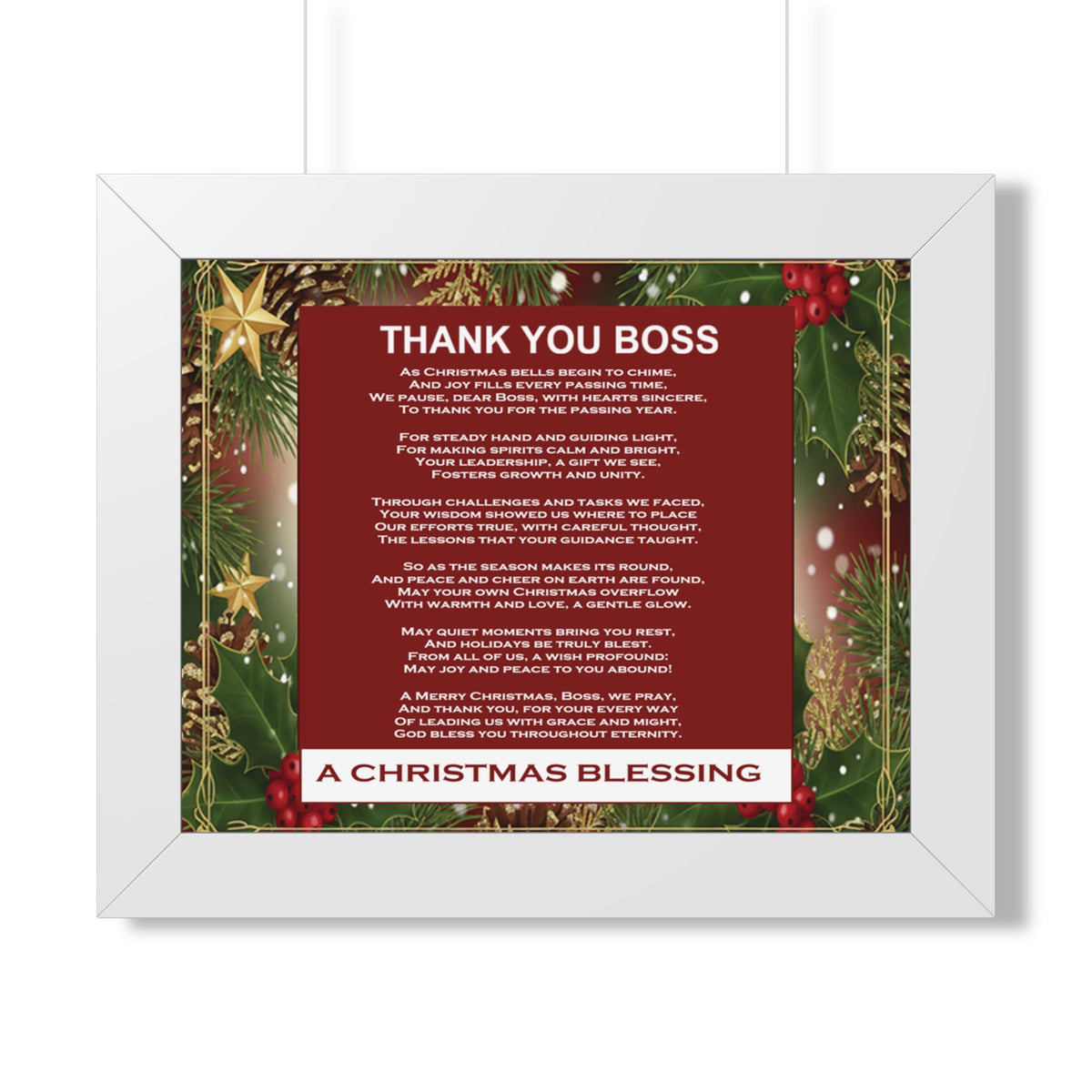 Thank You Boss: Framed Christmas Blessing Poster for Boss