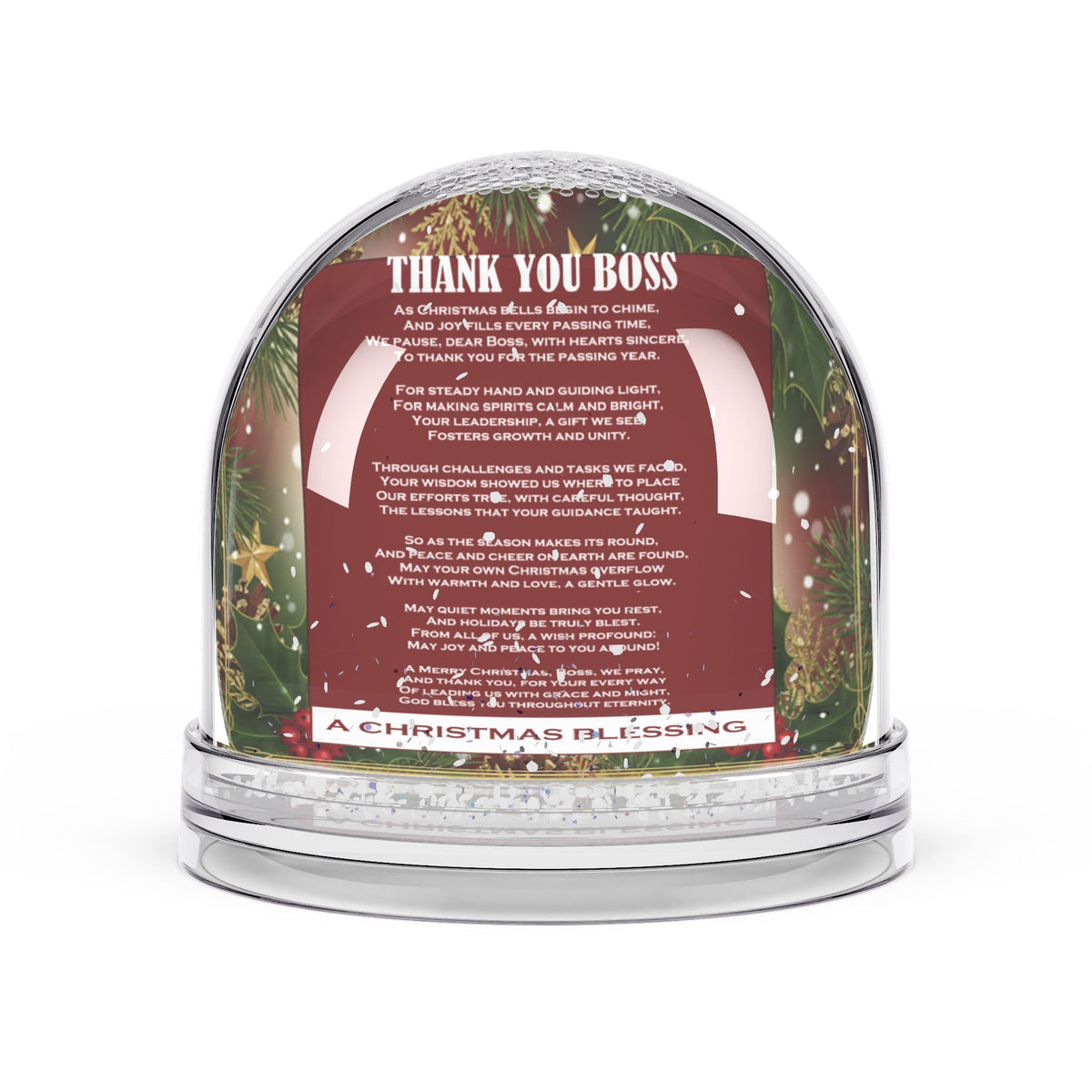 Thank You Boss: Christmas Snow Globe Gift for Boss